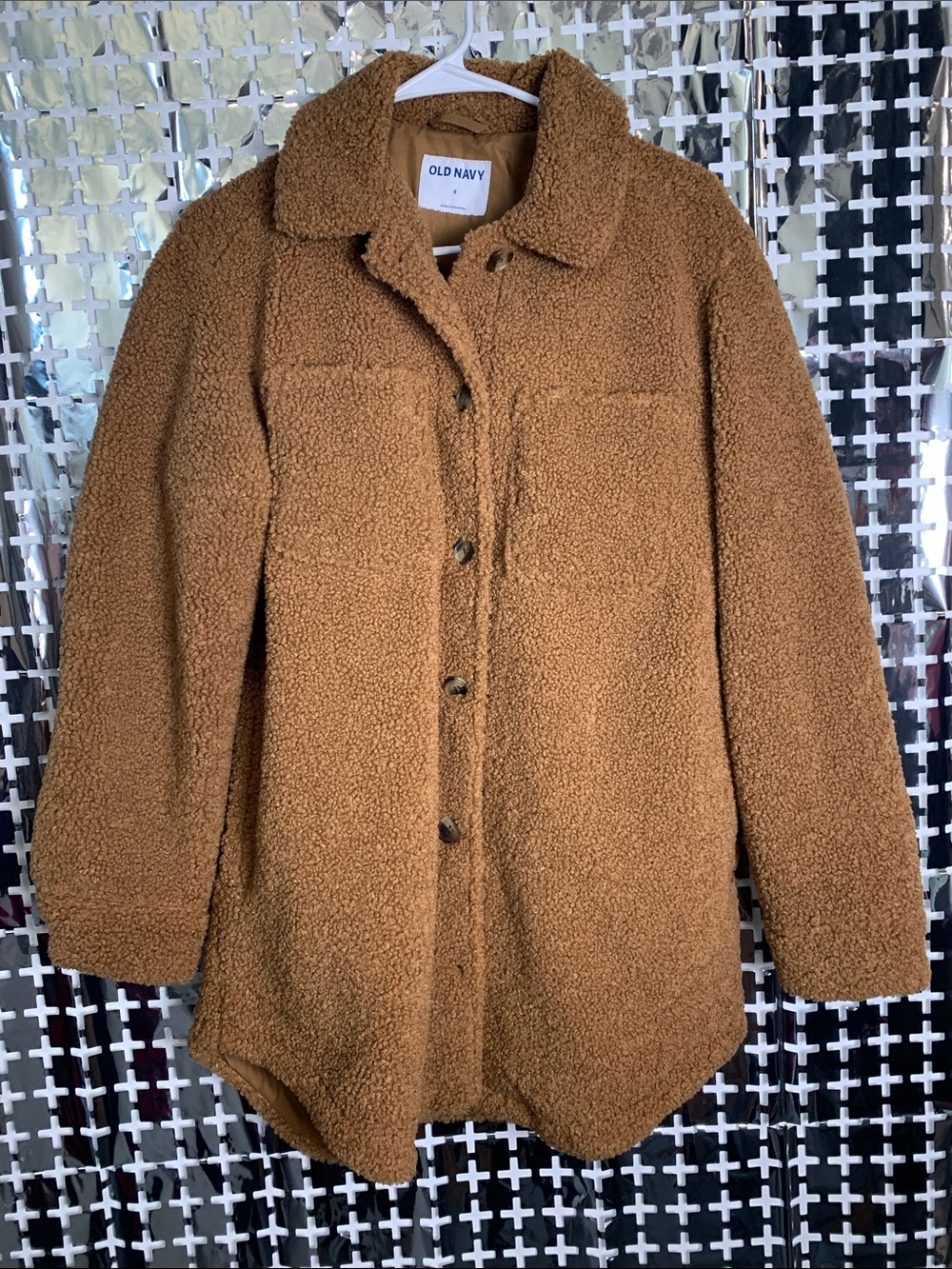 Old Navy Chestnut Teddy Coat with Button Front